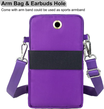 Small Crossbody Bag for Women, Multi Zip Pockets Nylon Wallet Purse Credit Card Holder with Detachable Hand Strap