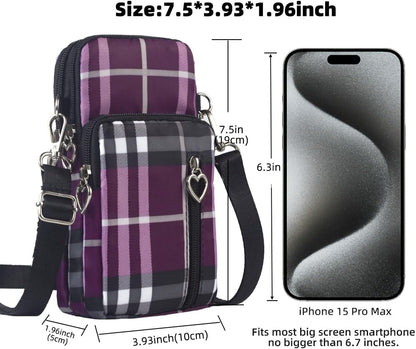 Small Crossbody Bag for Women, Multi Zip Pockets Nylon Wallet Purse Credit Card Holder with Detachable Hand Strap