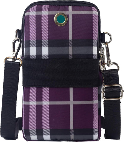 Small Crossbody Bag for Women, Multi Zip Pockets Nylon Wallet Purse Credit Card Holder with Detachable Hand Strap
