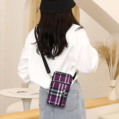 Small Crossbody Bag for Women, Multi Zip Pockets Nylon Wallet Purse Credit Card Holder with Detachable Hand Strap
