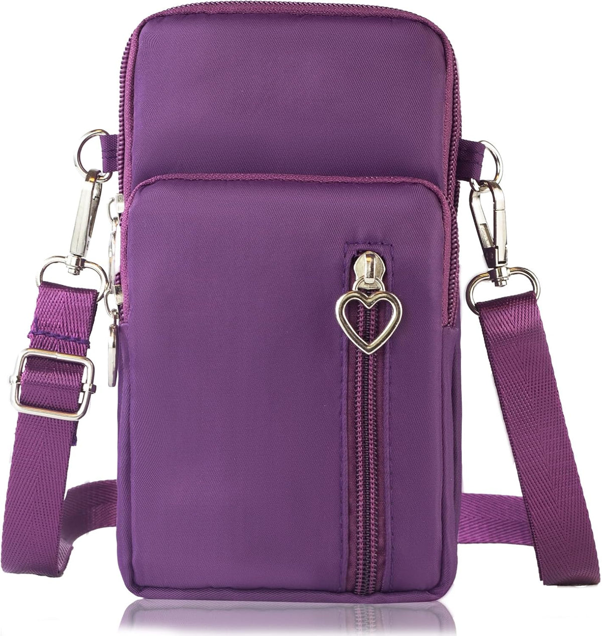 Small Crossbody Bag for Women, Multi Zip Pockets Nylon Wallet Purse Credit Card Holder with Detachable Hand Strap