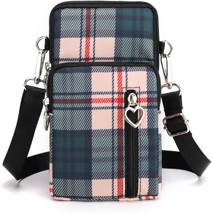 Small Crossbody Bag for Women, Multi Zip Pockets Nylon Wallet Purse Credit Card Holder with Detachable Hand Strap