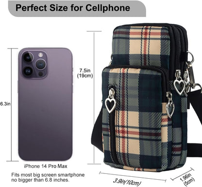 Small Crossbody Bag for Women, Multi Zip Pockets Nylon Wallet Purse Credit Card Holder with Detachable Hand Strap
