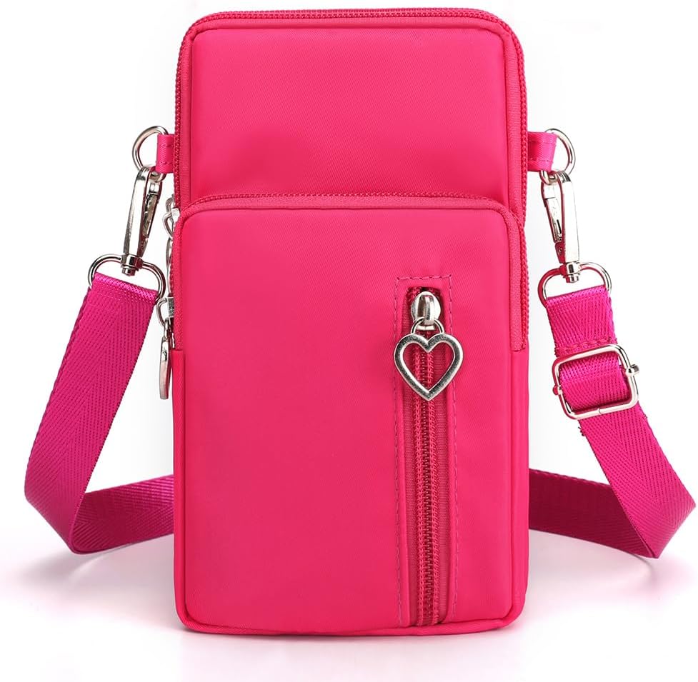 Small Crossbody Bag for Women, Multi Zip Pockets Nylon Wallet Purse Credit Card Holder with Detachable Hand Strap