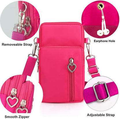 Small Crossbody Bag for Women, Multi Zip Pockets Nylon Wallet Purse Credit Card Holder with Detachable Hand Strap