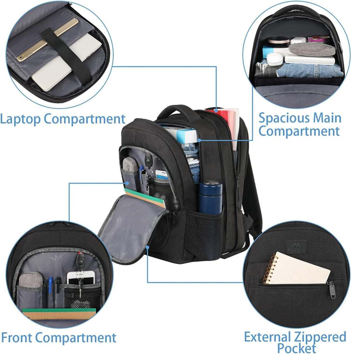 Travel Backpack for Women, Expandable 15.6 inch Laptop Backpack | Anti Theft Computer Bag, Water Resistant Material, 29.5 - 36.8L, College, Business, Gift for Adults, Light Purple