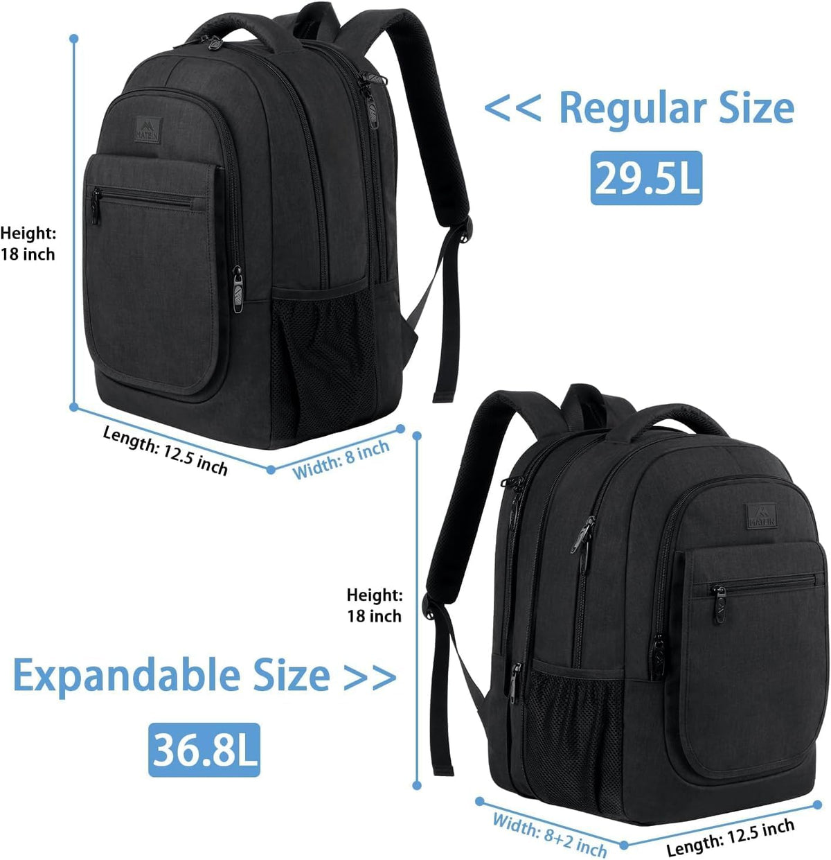 Travel Backpack for Women, Expandable 15.6 inch Laptop Backpack | Anti Theft Computer Bag, Water Resistant Material, 29.5 - 36.8L, College, Business, Gift for Adults, Light Purple