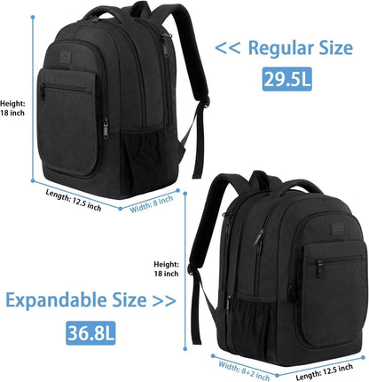 Travel Backpack for Women, Expandable 15.6 inch Laptop Backpack | Anti Theft Computer Bag, Water Resistant Material, 29.5 - 36.8L, College, Business, Gift for Adults, Light Purple