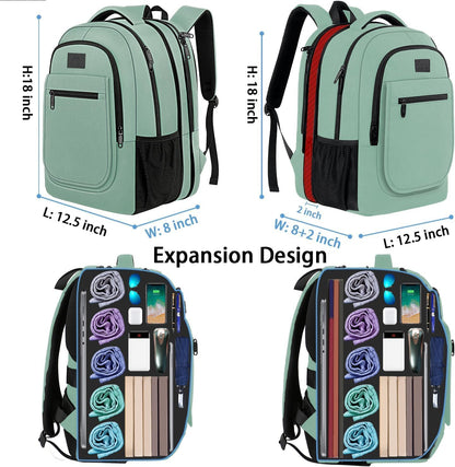 Travel Backpack for Women, Expandable 15.6 inch Laptop Backpack | Anti Theft Computer Bag, Water Resistant Material, 29.5 - 36.8L, College, Business, Gift for Adults, Light Purple