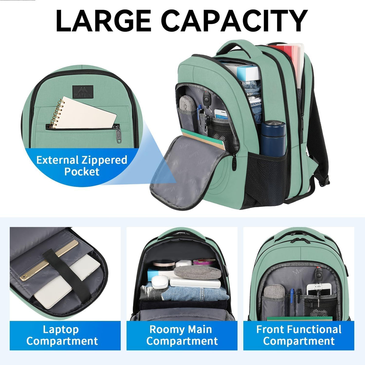 Travel Backpack for Women, Expandable 15.6 inch Laptop Backpack | Anti Theft Computer Bag, Water Resistant Material, 29.5 - 36.8L, College, Business, Gift for Adults, Light Purple