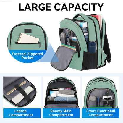 Travel Backpack for Women, Expandable 15.6 inch Laptop Backpack | Anti Theft Computer Bag, Water Resistant Material, 29.5 - 36.8L, College, Business, Gift for Adults, Light Purple