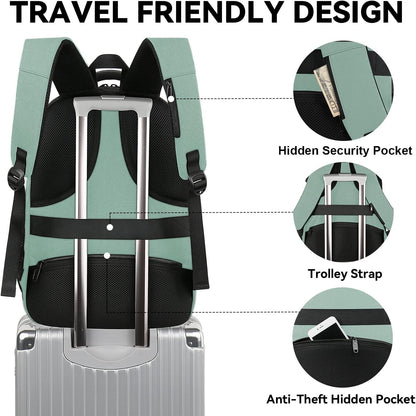 Travel Backpack for Women, Expandable 15.6 inch Laptop Backpack | Anti Theft Computer Bag, Water Resistant Material, 29.5 - 36.8L, College, Business, Gift for Adults, Light Purple