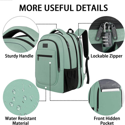 Travel Backpack for Women, Expandable 15.6 inch Laptop Backpack | Anti Theft Computer Bag, Water Resistant Material, 29.5 - 36.8L, College, Business, Gift for Adults, Light Purple