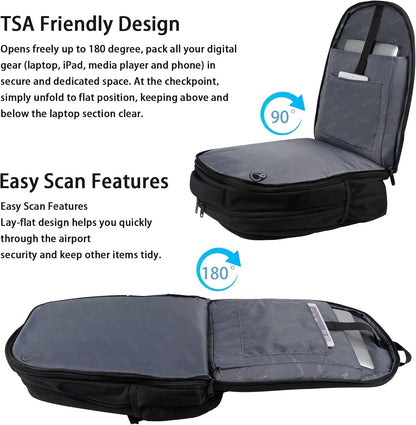 Travel Backpack for Women, Expandable 15.6 inch Laptop Backpack | Anti Theft Computer Bag, Water Resistant Material, 29.5 - 36.8L, College, Business, Gift for Adults, Light Purple