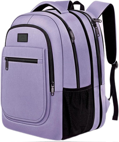 Travel Backpack for Women, Expandable 15.6 inch Laptop Backpack | Anti Theft Computer Bag, Water Resistant Material, 29.5 - 36.8L, College, Business, Gift for Adults, Light Purple