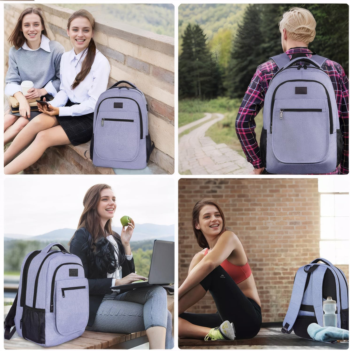 Travel Backpack for Women, Expandable 15.6 inch Laptop Backpack | Anti Theft Computer Bag, Water Resistant Material, 29.5 - 36.8L, College, Business, Gift for Adults, Light Purple