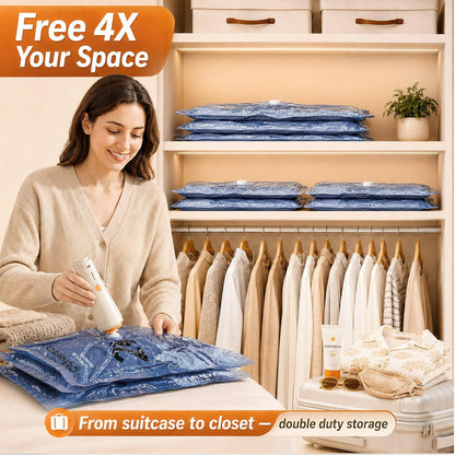 Vacuum Storage Bags with Rechargeable Cordless Pump, Space Saving Seal Bags for Travel Clothing & Luggage, Tear-Resistant Compression Packing Cubes for Suitcase, 12-Pack (2L/4M/4S/2 Bonus)