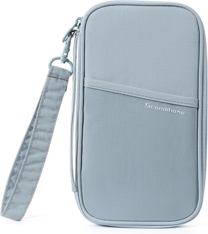 Travel Passport Wallet RFID Family Passport Holder with Hand Strap, Waterproof Travel Document Organizer for Credit Card, Boarding Pass, ID, Money, Flight Tickets Scandihome Series