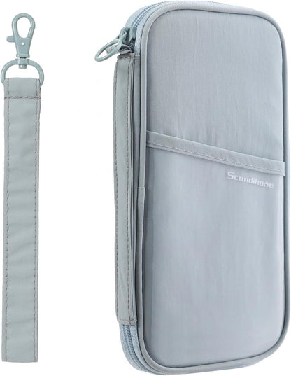 Travel Passport Wallet RFID Family Passport Holder with Hand Strap, Waterproof Travel Document Organizer for Credit Card, Boarding Pass, ID, Money, Flight Tickets Scandihome Series