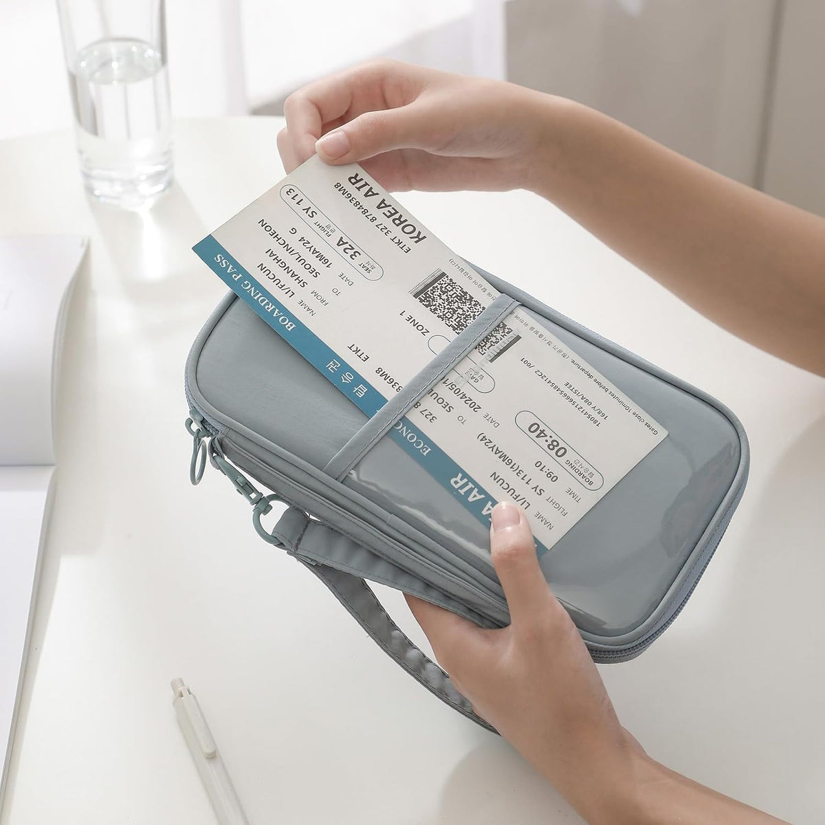 Travel Passport Wallet RFID Family Passport Holder with Hand Strap, Waterproof Travel Document Organizer for Credit Card, Boarding Pass, ID, Money, Flight Tickets Scandihome Series