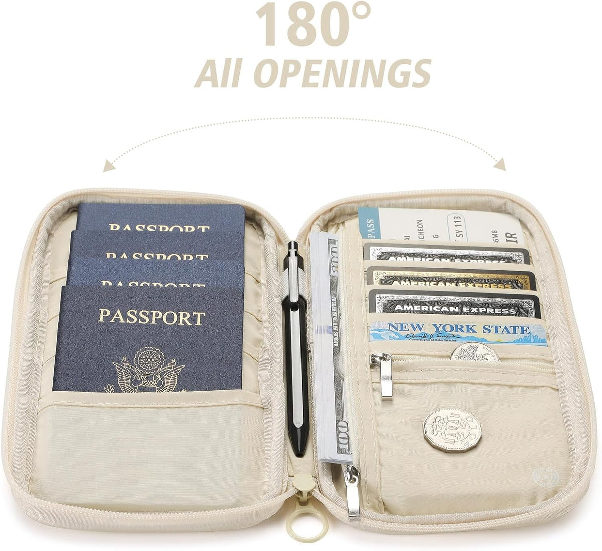 Travel Passport Wallet RFID Family Passport Holder with Hand Strap, Waterproof Travel Document Organizer for Credit Card, Boarding Pass, ID, Money, Flight Tickets Scandihome Series