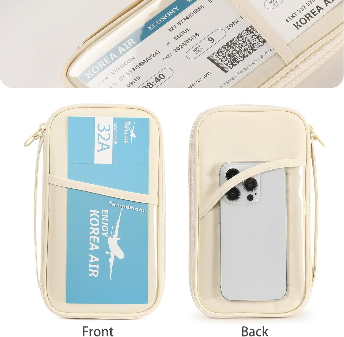 Travel Passport Wallet RFID Family Passport Holder with Hand Strap, Waterproof Travel Document Organizer for Credit Card, Boarding Pass, ID, Money, Flight Tickets Scandihome Series
