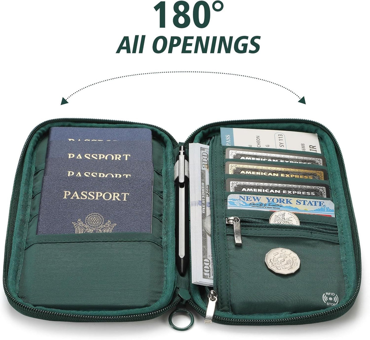 Travel Passport Wallet RFID Family Passport Holder with Hand Strap, Waterproof Travel Document Organizer for Credit Card, Boarding Pass, ID, Money, Flight Tickets Scandihome Series