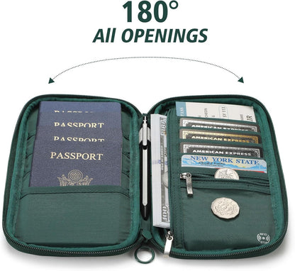 Travel Passport Wallet RFID Family Passport Holder with Hand Strap, Waterproof Travel Document Organizer for Credit Card, Boarding Pass, ID, Money, Flight Tickets Scandihome Series