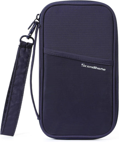 Travel Passport Wallet RFID Family Passport Holder with Hand Strap, Waterproof Travel Document Organizer for Credit Card, Boarding Pass, ID, Money, Flight Tickets Scandihome Series