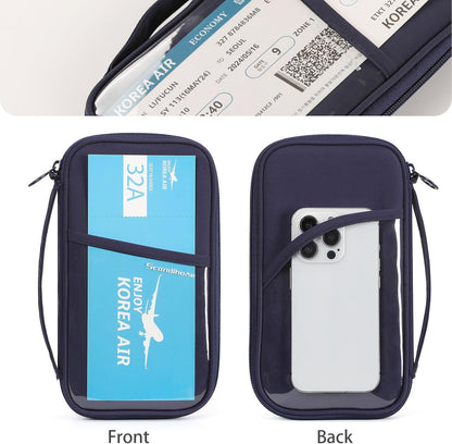 Travel Passport Wallet RFID Family Passport Holder with Hand Strap, Waterproof Travel Document Organizer for Credit Card, Boarding Pass, ID, Money, Flight Tickets Scandihome Series