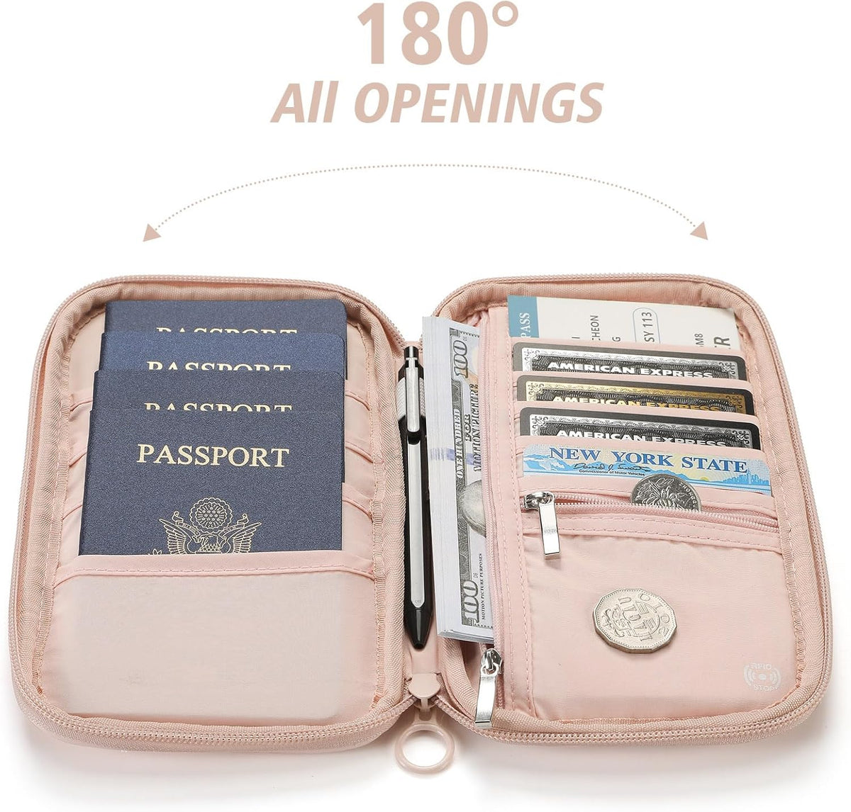 Travel Passport Wallet RFID Family Passport Holder with Hand Strap, Waterproof Travel Document Organizer for Credit Card, Boarding Pass, ID, Money, Flight Tickets Scandihome Series