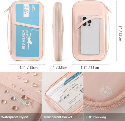 Travel Passport Wallet RFID Family Passport Holder with Hand Strap, Waterproof Travel Document Organizer for Credit Card, Boarding Pass, ID, Money, Flight Tickets Scandihome Series