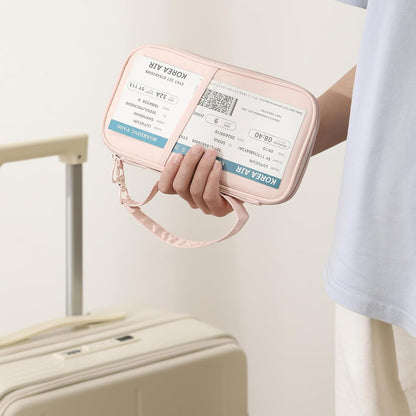 Travel Passport Wallet RFID Family Passport Holder with Hand Strap, Waterproof Travel Document Organizer for Credit Card, Boarding Pass, ID, Money, Flight Tickets Scandihome Series