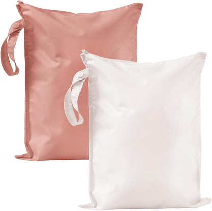 Wet Dry Bags Water Resistant - 2 Pack Reusable Waterproof Wet Dry Bag for Swimsuits & Baby Clothes - Leakproof Storage Pouch Bag for Travel & Baby Diaper - Travel Laundry Daycare Bags