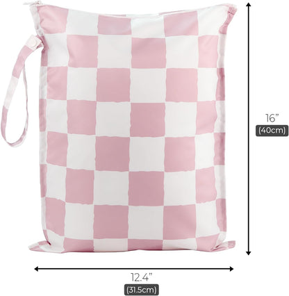 Wet Dry Bags Water Resistant - 2 Pack Reusable Waterproof Wet Dry Bag for Swimsuits & Baby Clothes - Leakproof Storage Pouch Bag for Travel & Baby Diaper - Travel Laundry Daycare Bags