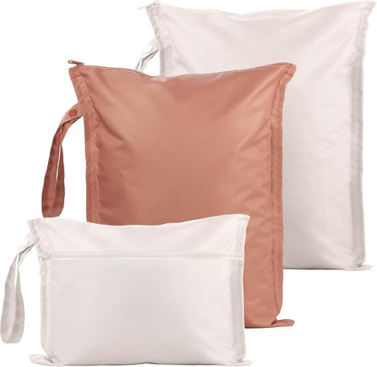 Wet Dry Bags Water Resistant - 2 Pack Reusable Waterproof Wet Dry Bag for Swimsuits & Baby Clothes - Leakproof Storage Pouch Bag for Travel & Baby Diaper - Travel Laundry Daycare Bags