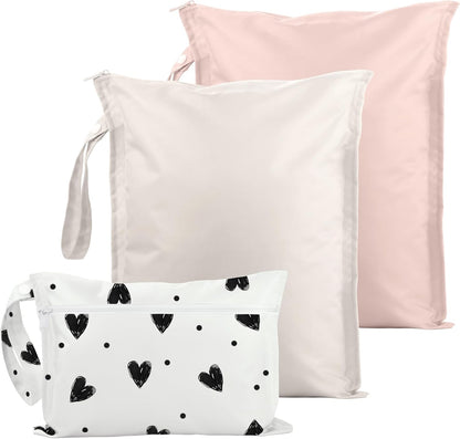 Wet Dry Bags Water Resistant - 2 Pack Reusable Waterproof Wet Dry Bag for Swimsuits & Baby Clothes - Leakproof Storage Pouch Bag for Travel & Baby Diaper - Travel Laundry Daycare Bags