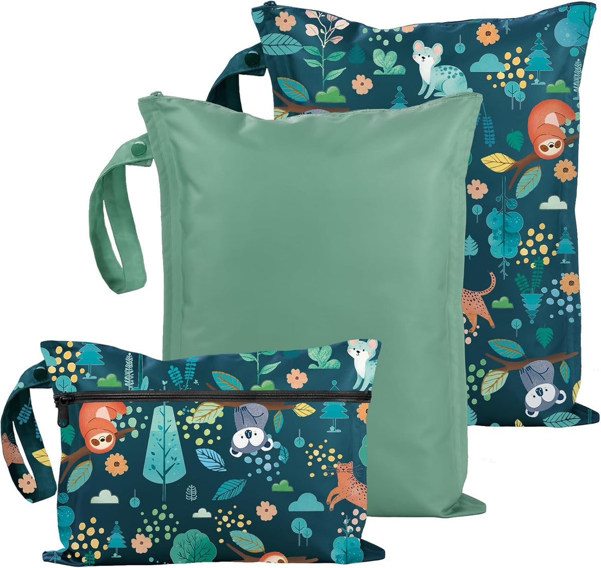 Wet Dry Bags Water Resistant - 2 Pack Reusable Waterproof Wet Dry Bag for Swimsuits & Baby Clothes - Leakproof Storage Pouch Bag for Travel & Baby Diaper - Travel Laundry Daycare Bags