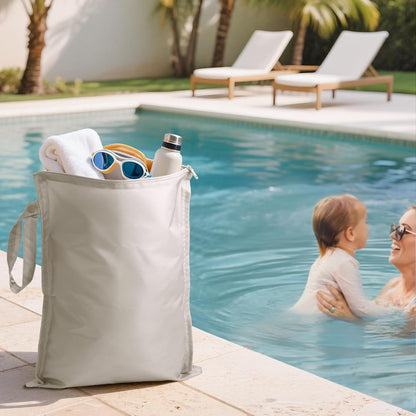 Wet Dry Bags Water Resistant - 2 Pack Reusable Waterproof Wet Dry Bag for Swimsuits & Baby Clothes - Leakproof Storage Pouch Bag for Travel & Baby Diaper - Travel Laundry Daycare Bags