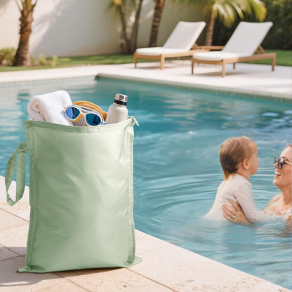 Wet Dry Bags Water Resistant - 2 Pack Reusable Waterproof Wet Dry Bag for Swimsuits & Baby Clothes - Leakproof Storage Pouch Bag for Travel & Baby Diaper - Travel Laundry Daycare Bags