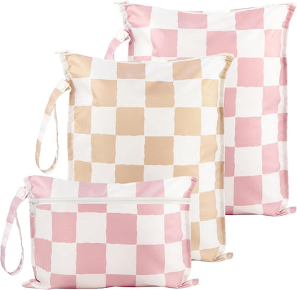 Wet Dry Bags Water Resistant - 2 Pack Reusable Waterproof Wet Dry Bag for Swimsuits & Baby Clothes - Leakproof Storage Pouch Bag for Travel & Baby Diaper - Travel Laundry Daycare Bags