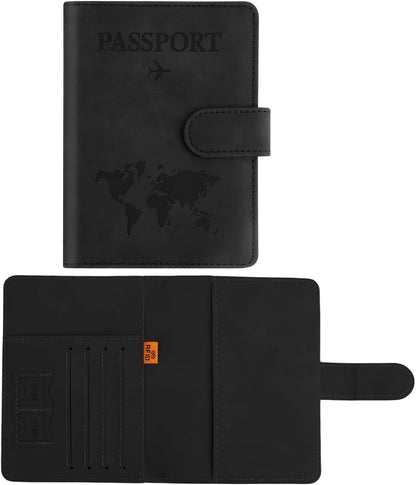 Passport Holder for Travel Essentials, Pink Leather Passport Cover, Passport Wallet Holders for Women Men Family Travel Gifts Must Have Accessories, Credit Card Cash Air Ticket Storage Supplies