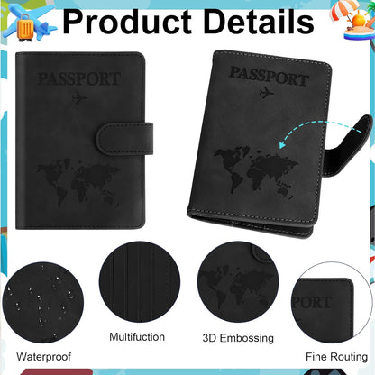 Passport Holder for Travel Essentials, Pink Leather Passport Cover, Passport Wallet Holders for Women Men Family Travel Gifts Must Have Accessories, Credit Card Cash Air Ticket Storage Supplies