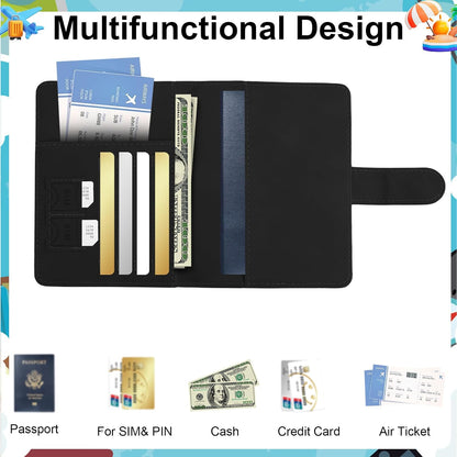 Passport Holder for Travel Essentials, Pink Leather Passport Cover, Passport Wallet Holders for Women Men Family Travel Gifts Must Have Accessories, Credit Card Cash Air Ticket Storage Supplies