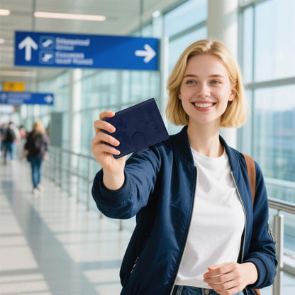 Passport Holder for Travel Essentials, Pink Leather Passport Cover, Passport Wallet Holders for Women Men Family Travel Gifts Must Have Accessories, Credit Card Cash Air Ticket Storage Supplies