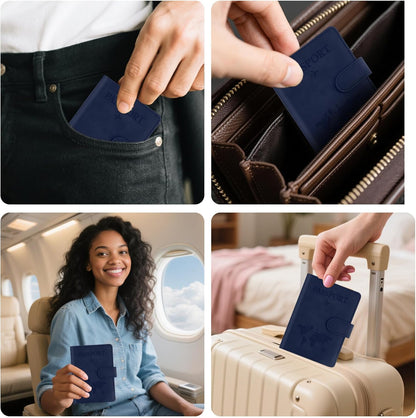 Passport Holder for Travel Essentials, Pink Leather Passport Cover, Passport Wallet Holders for Women Men Family Travel Gifts Must Have Accessories, Credit Card Cash Air Ticket Storage Supplies