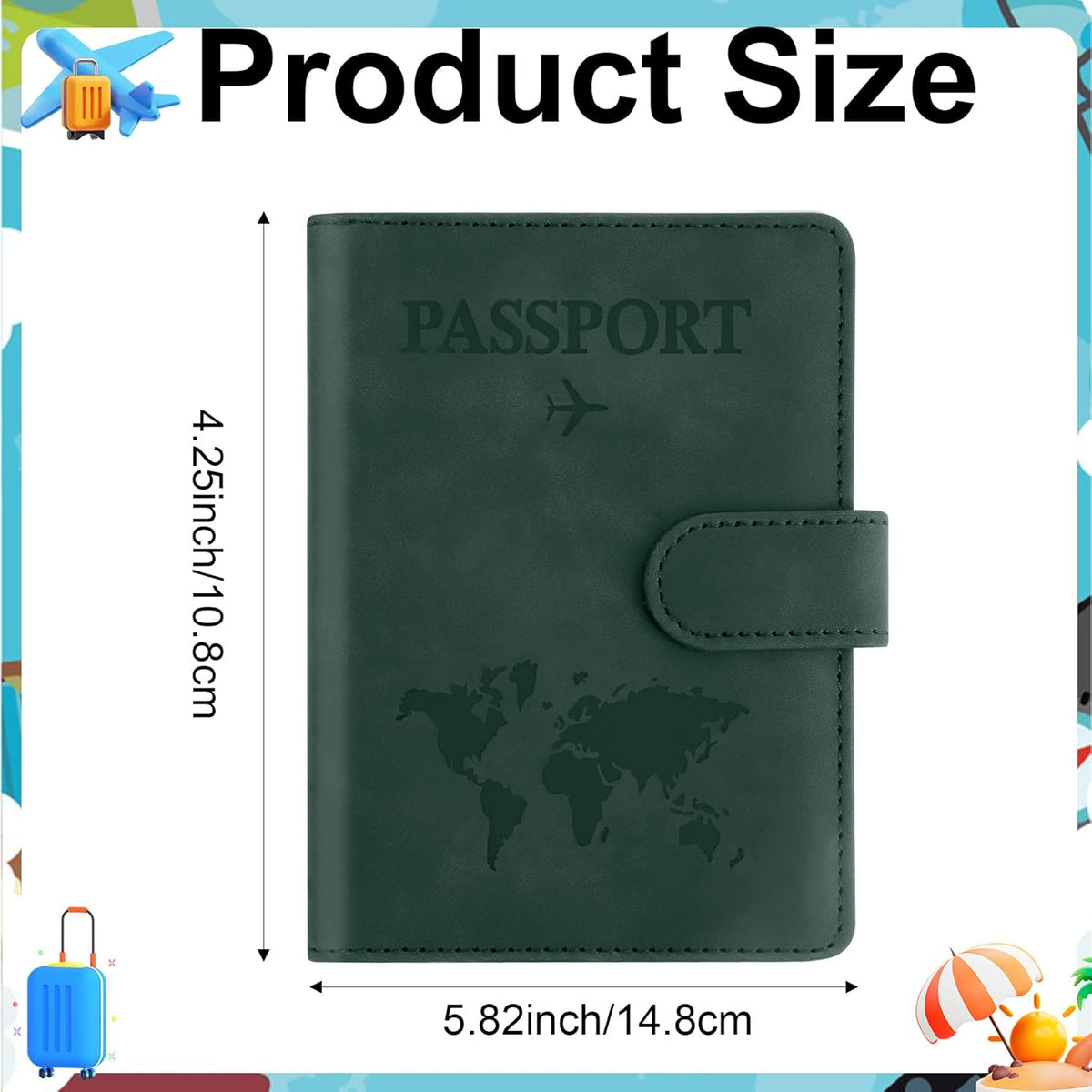 Passport Holder for Travel Essentials, Pink Leather Passport Cover, Passport Wallet Holders for Women Men Family Travel Gifts Must Have Accessories, Credit Card Cash Air Ticket Storage Supplies