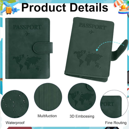 Passport Holder for Travel Essentials, Pink Leather Passport Cover, Passport Wallet Holders for Women Men Family Travel Gifts Must Have Accessories, Credit Card Cash Air Ticket Storage Supplies