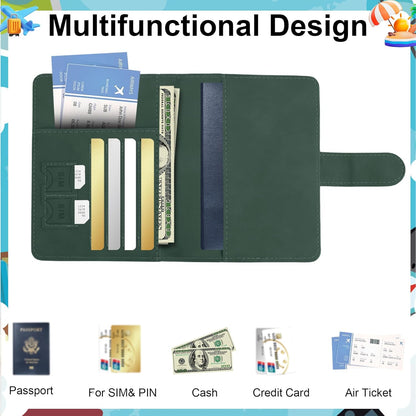 Passport Holder for Travel Essentials, Pink Leather Passport Cover, Passport Wallet Holders for Women Men Family Travel Gifts Must Have Accessories, Credit Card Cash Air Ticket Storage Supplies