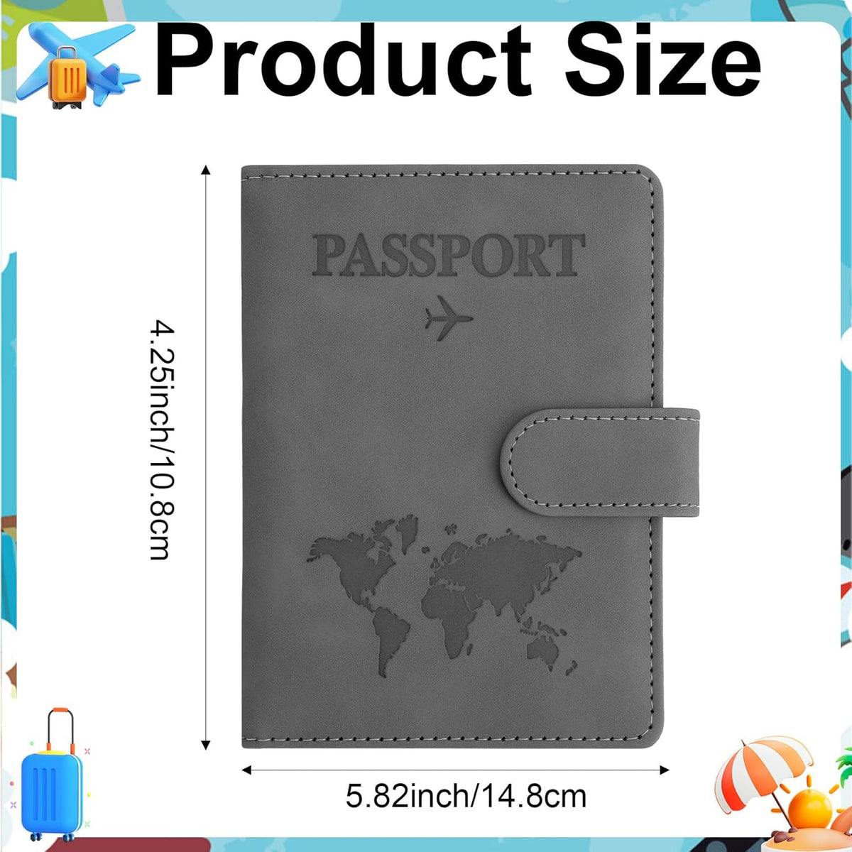 Passport Holder for Travel Essentials, Pink Leather Passport Cover, Passport Wallet Holders for Women Men Family Travel Gifts Must Have Accessories, Credit Card Cash Air Ticket Storage Supplies
